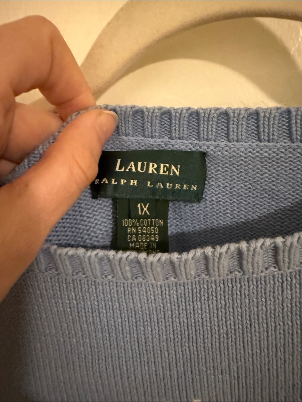 Vintage HTF Lauren Ralph Lauren Coastal Sweater Vest Blue White Hibiscus - Picture 3 of 5